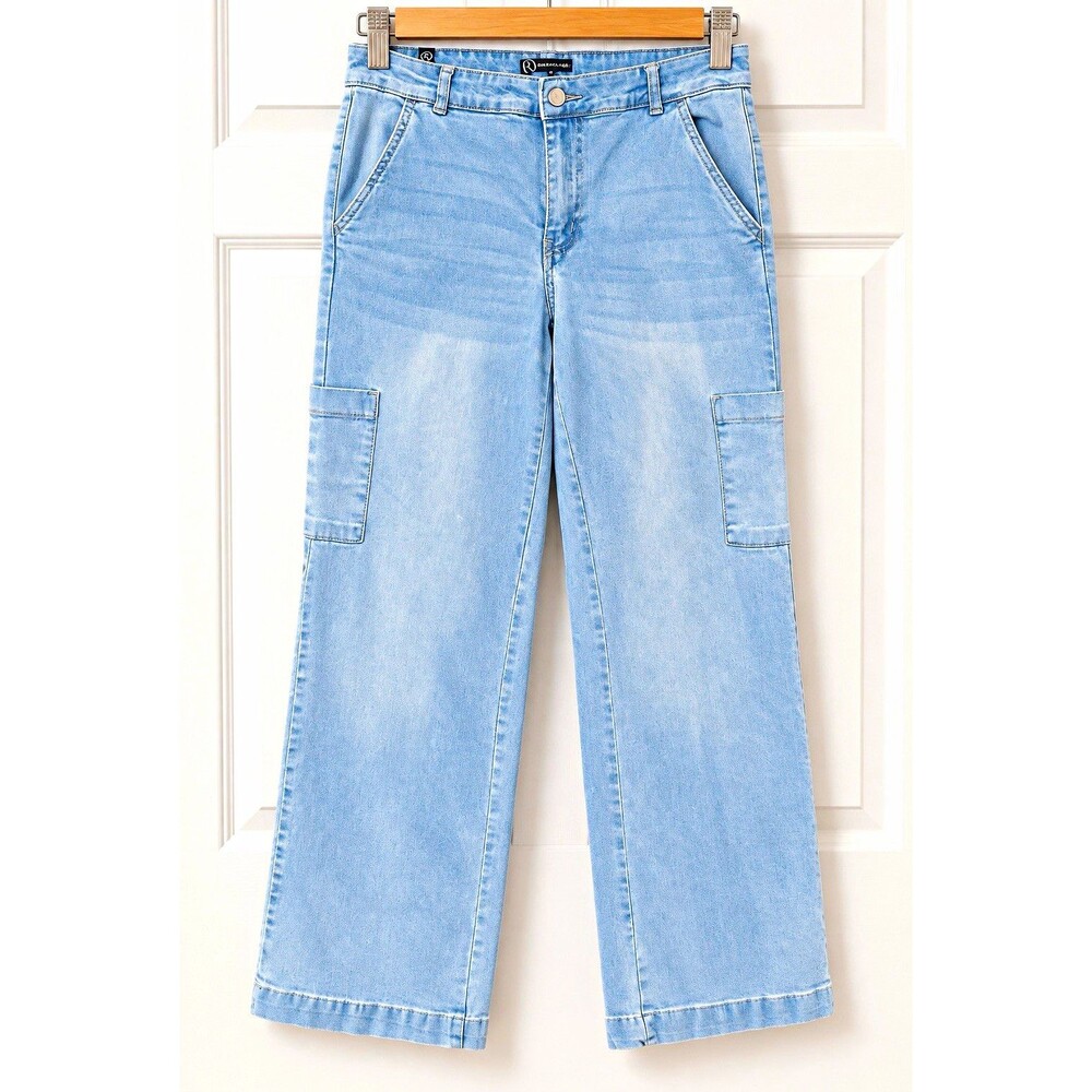 Our Republic For All Cargo Jeans Size 6 Light Wash Y2K Utility Wide Leg